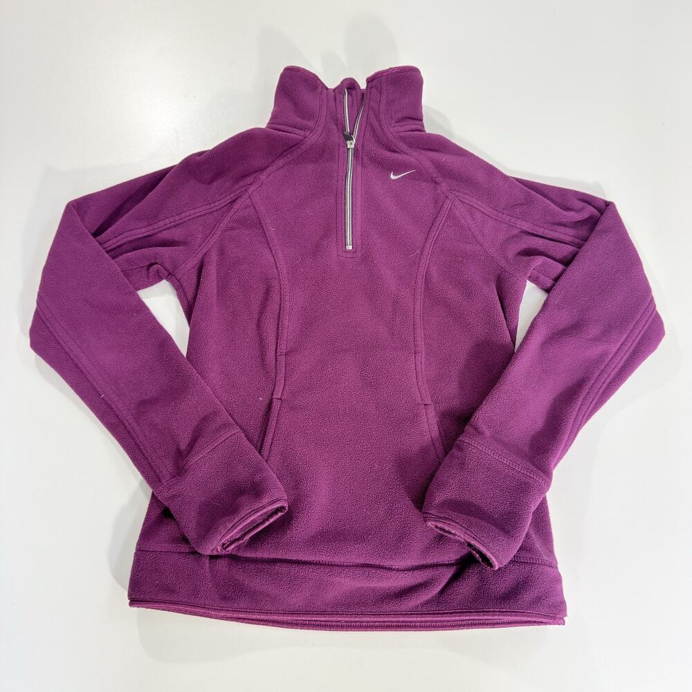 Nike Womens XS Purple Fleece Pullover Jacket 1/4 Zip Activewear Thermal Layer